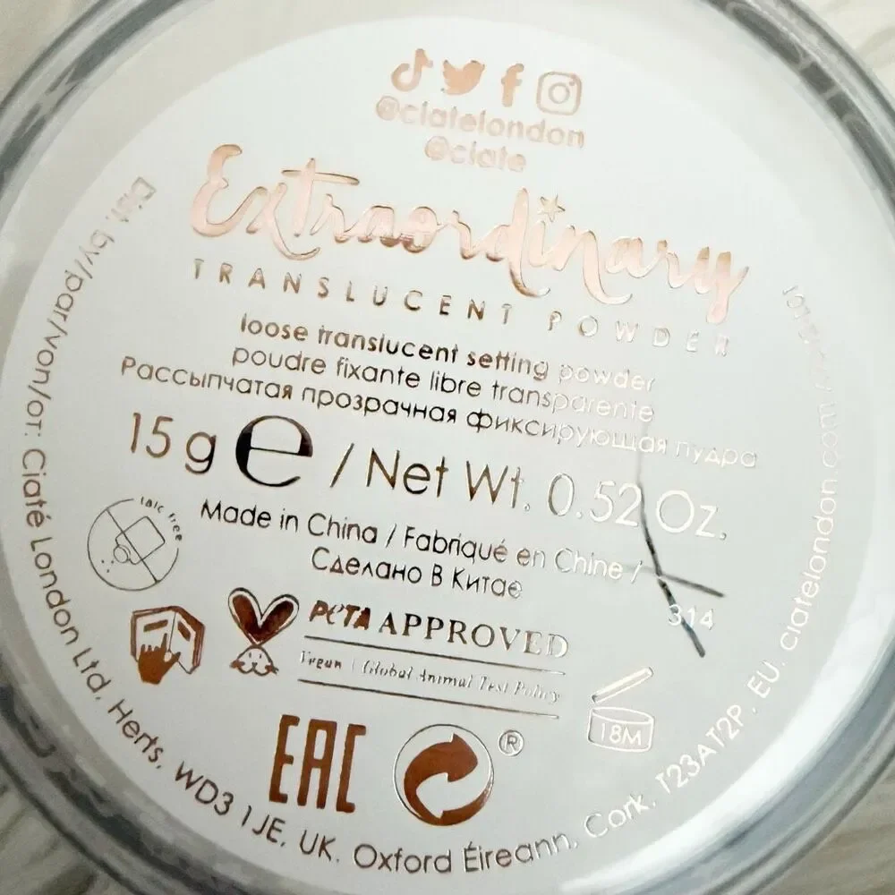 CIATE | Extraordinary‎ Translucent Vegan Clear Setting Powder | 0.52 Oz (15g)